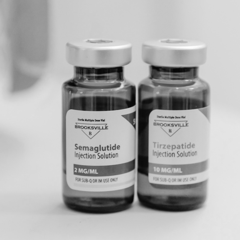 These vials of weight loss injections in Fort Collins contain semaglutide and tirzepatide.